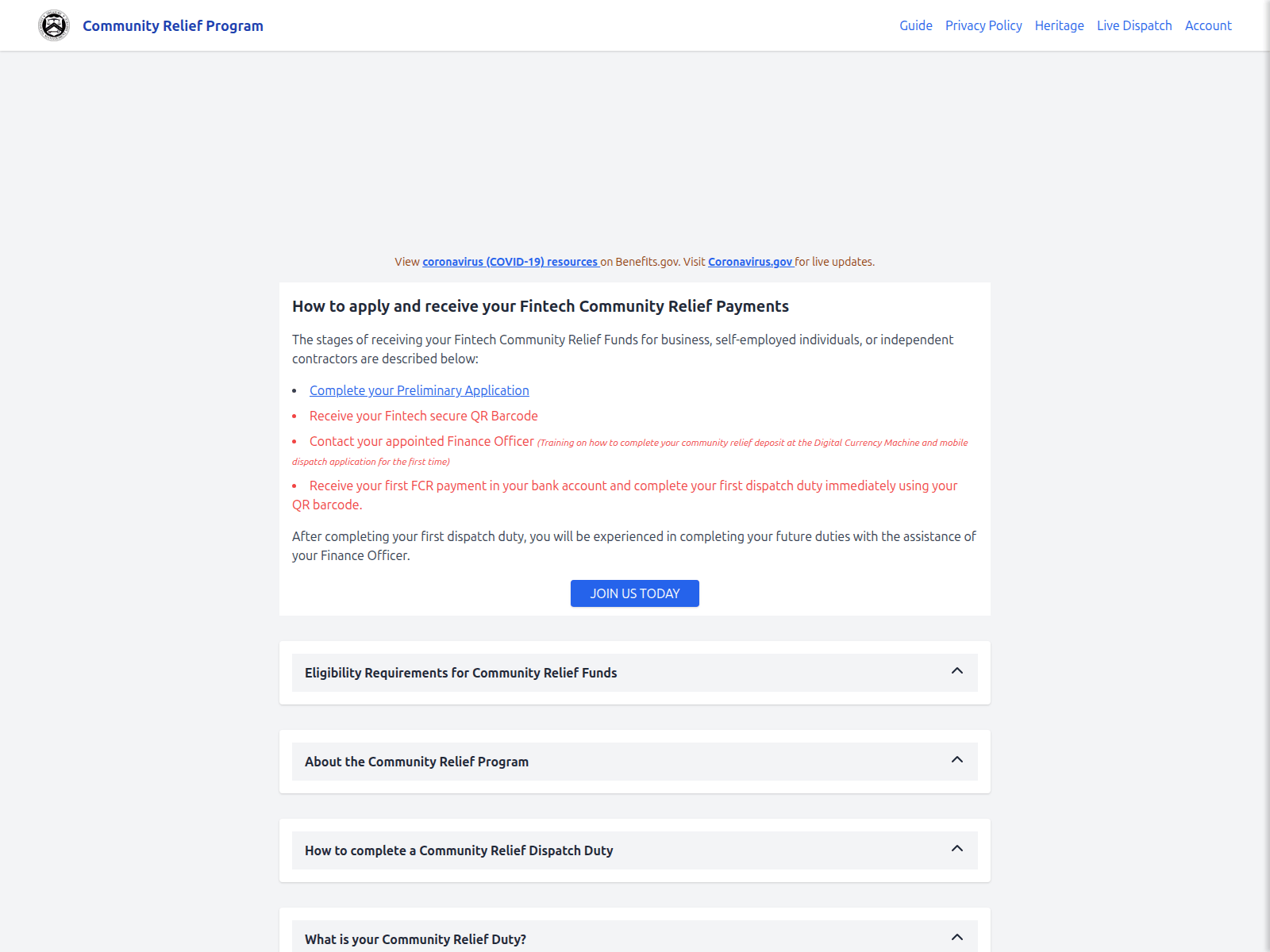 Screenshot of community-relief.us