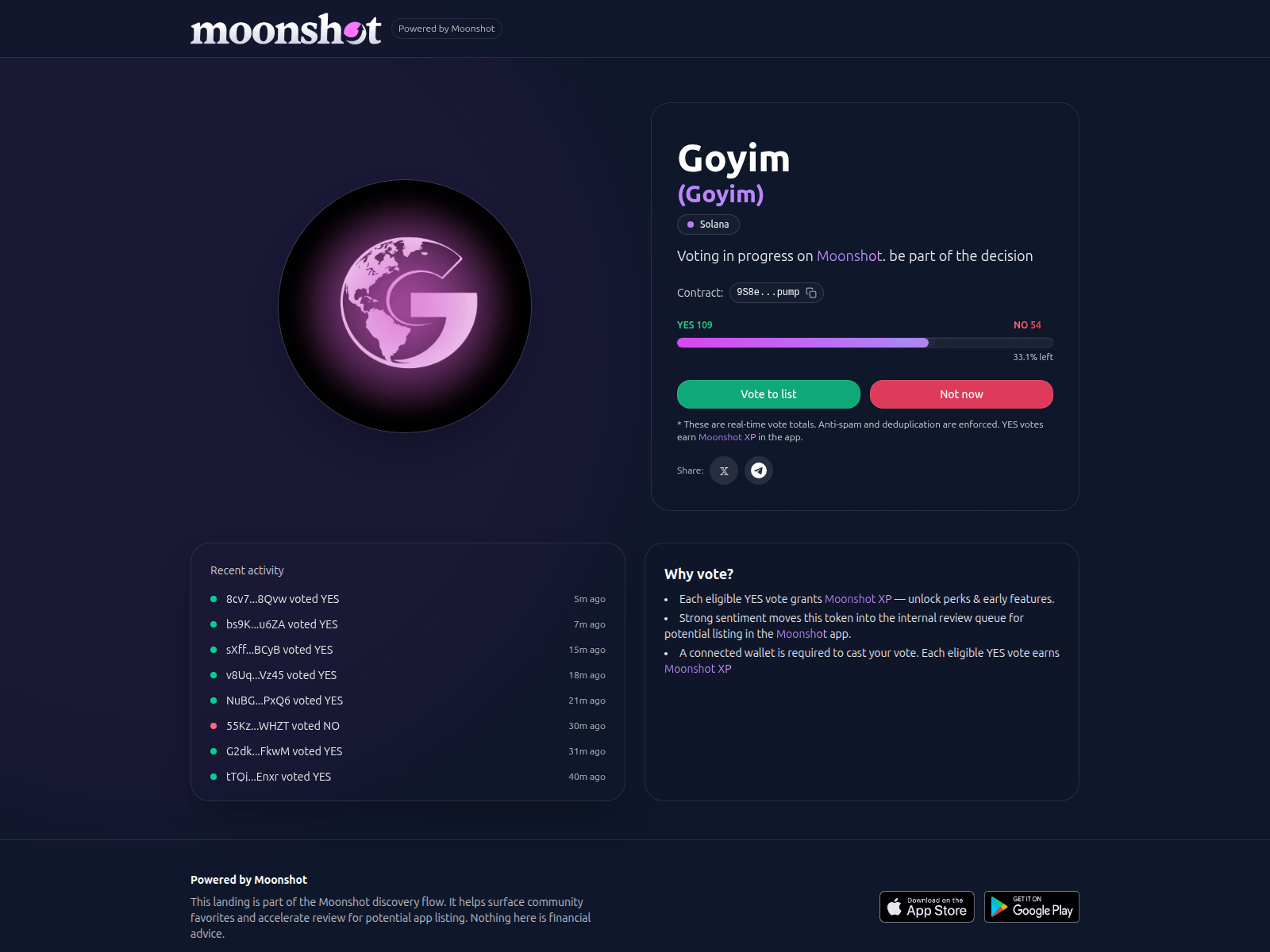 Screenshot of votebymoonshots.fun