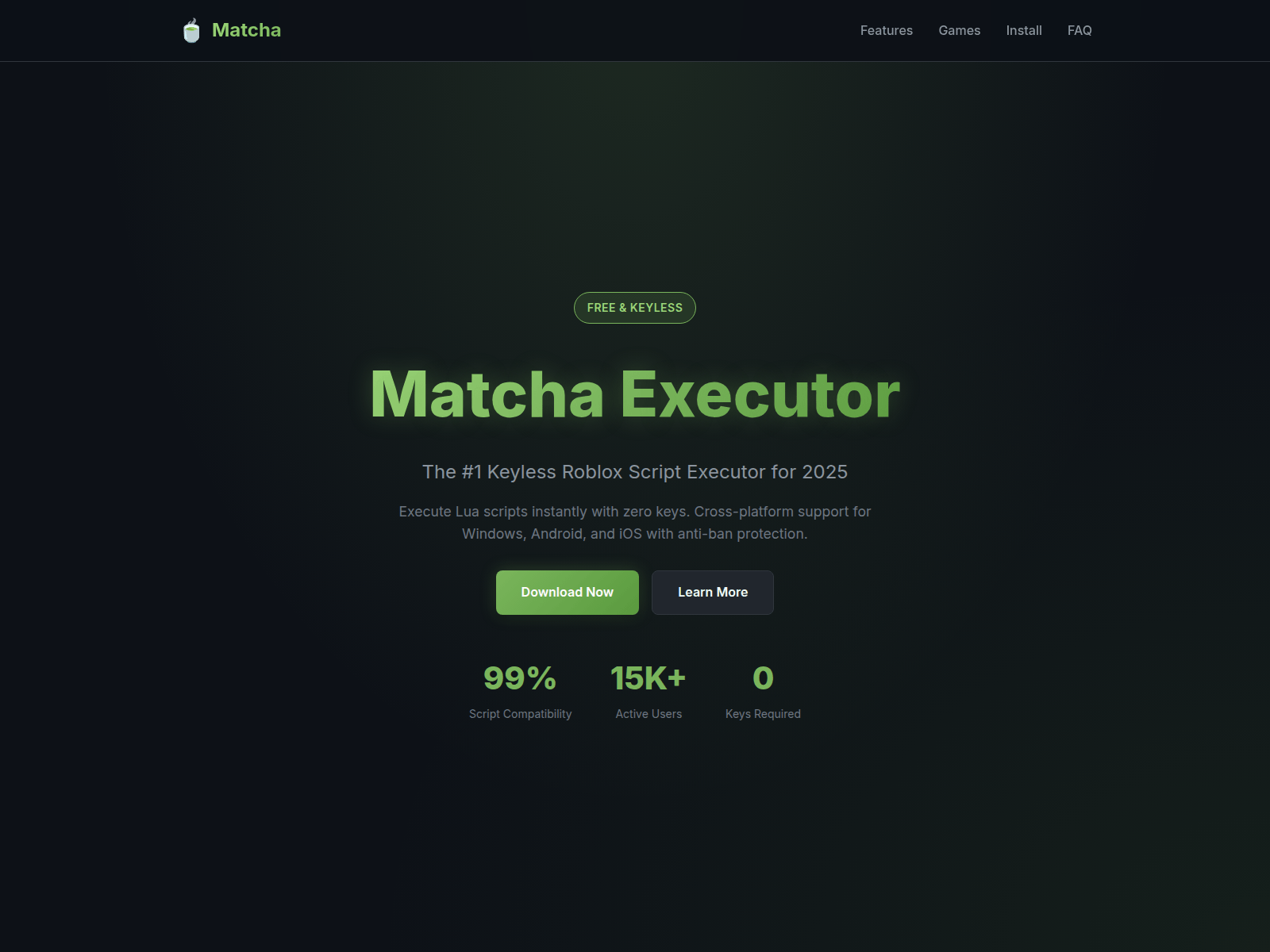 Screenshot of matchaexecutor.app