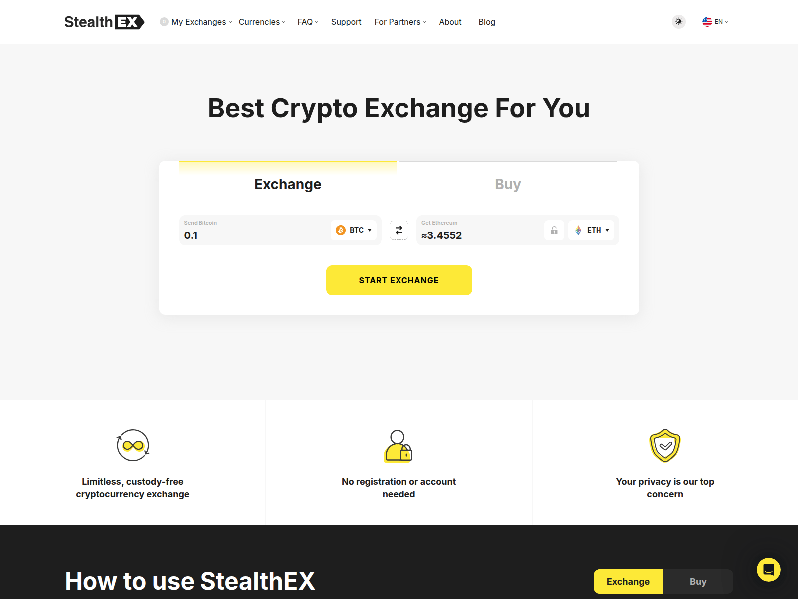Screenshot of stealthex.run