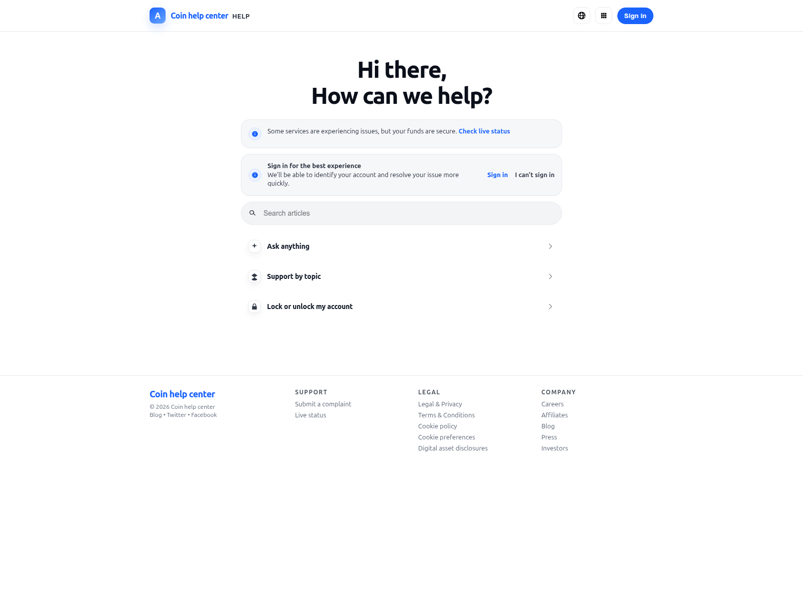Screenshot of coinhelpcenter.com