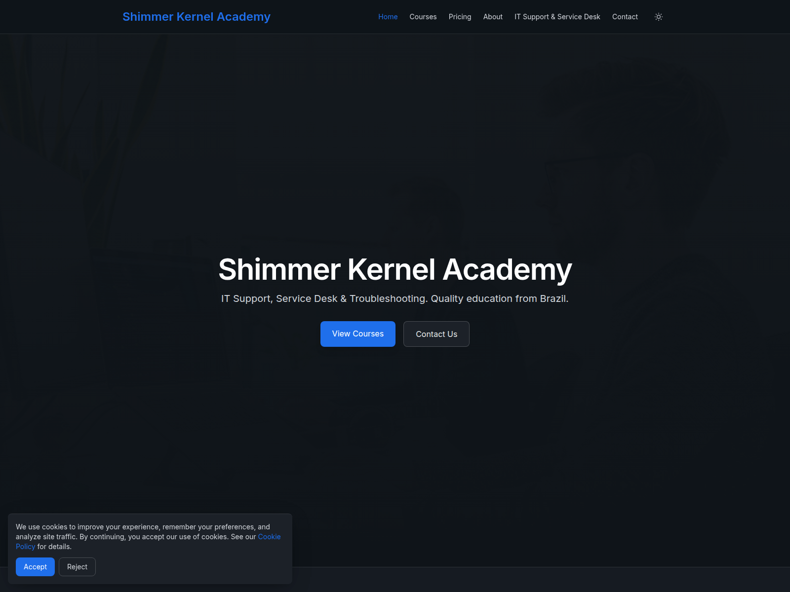 Screenshot of shimmer-kernel.digital
