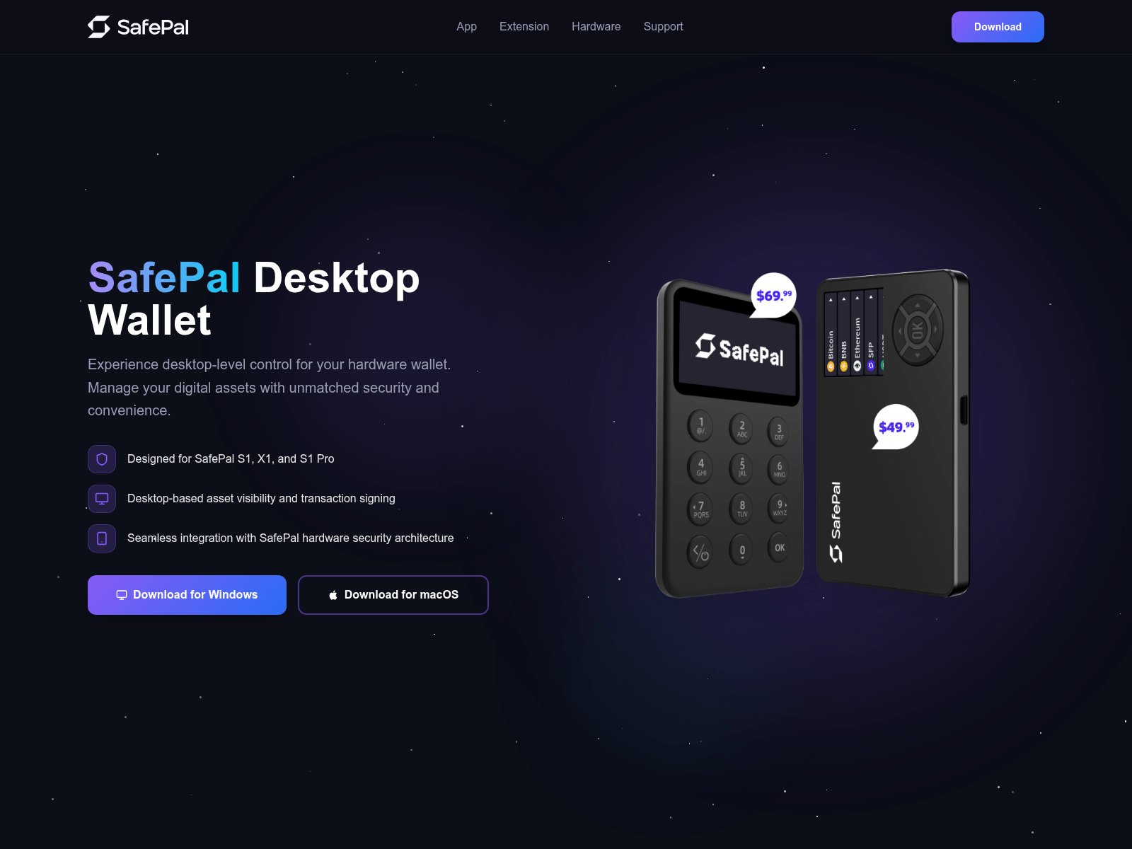 Screenshot of www.safepaldesktopwallet.com