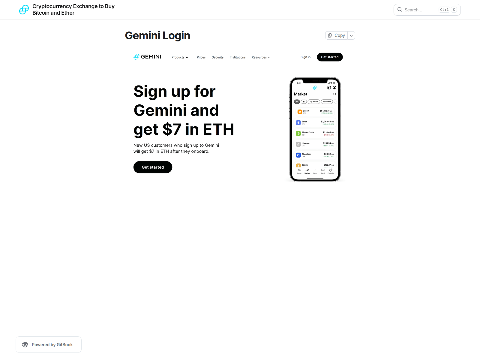 Screenshot of geminiloginan.gitbook.io