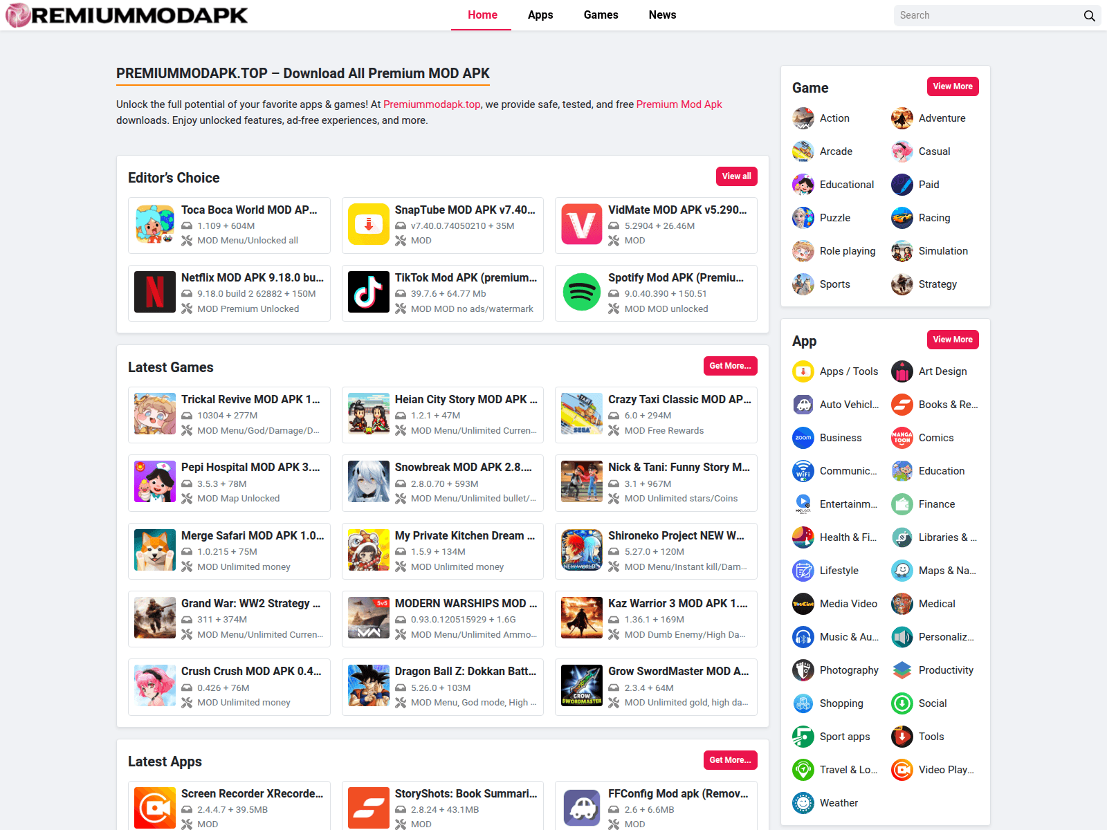 Screenshot of premiummodapk.top
