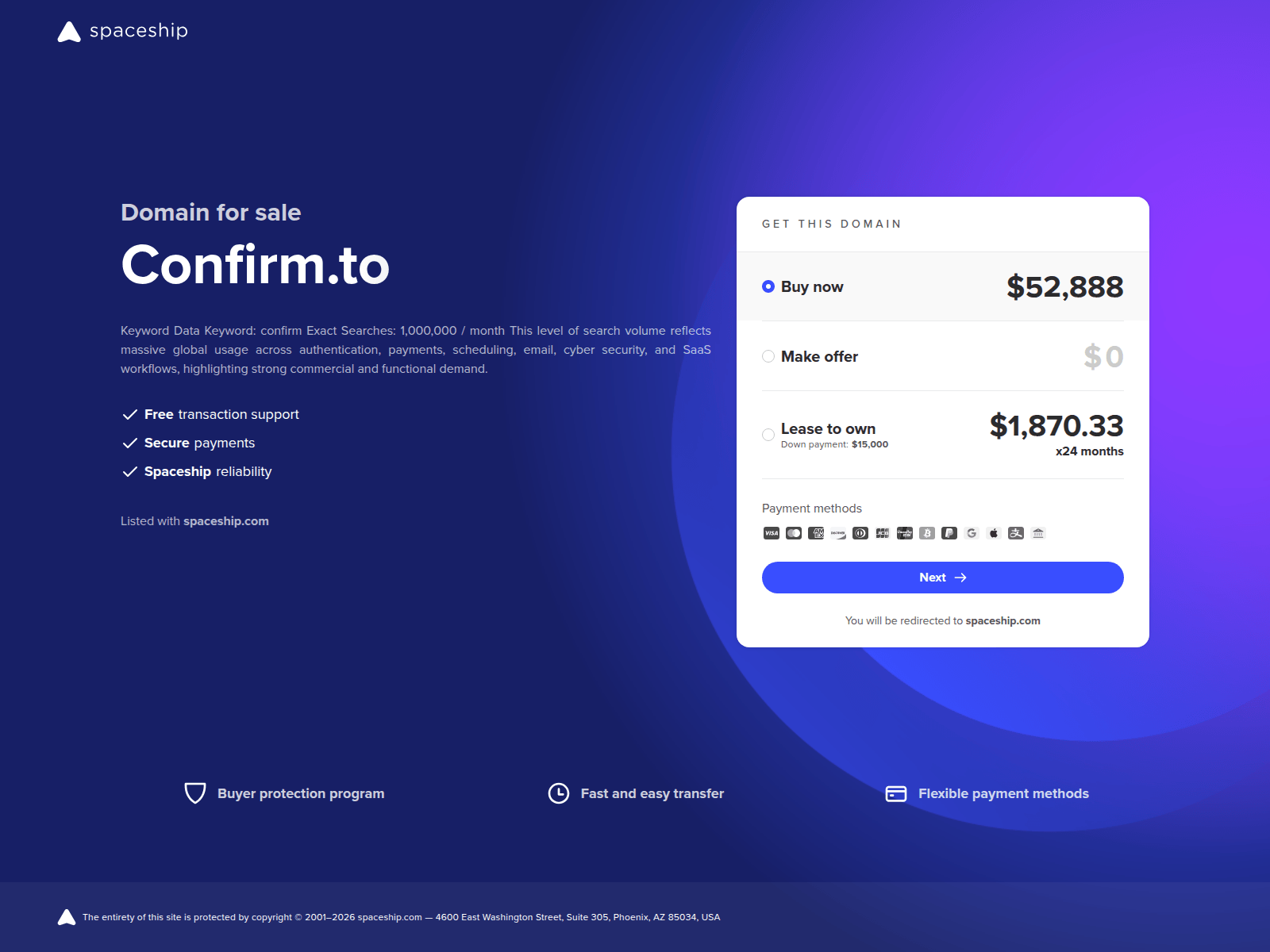 Screenshot of confirm.to