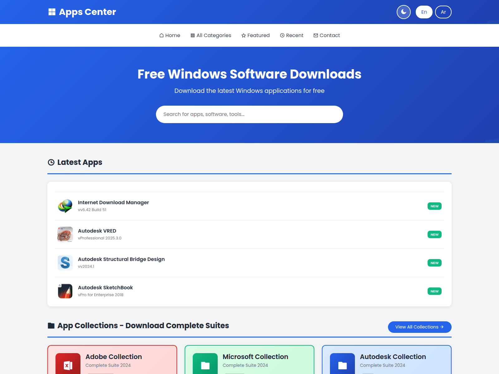 Screenshot of appcenter.to