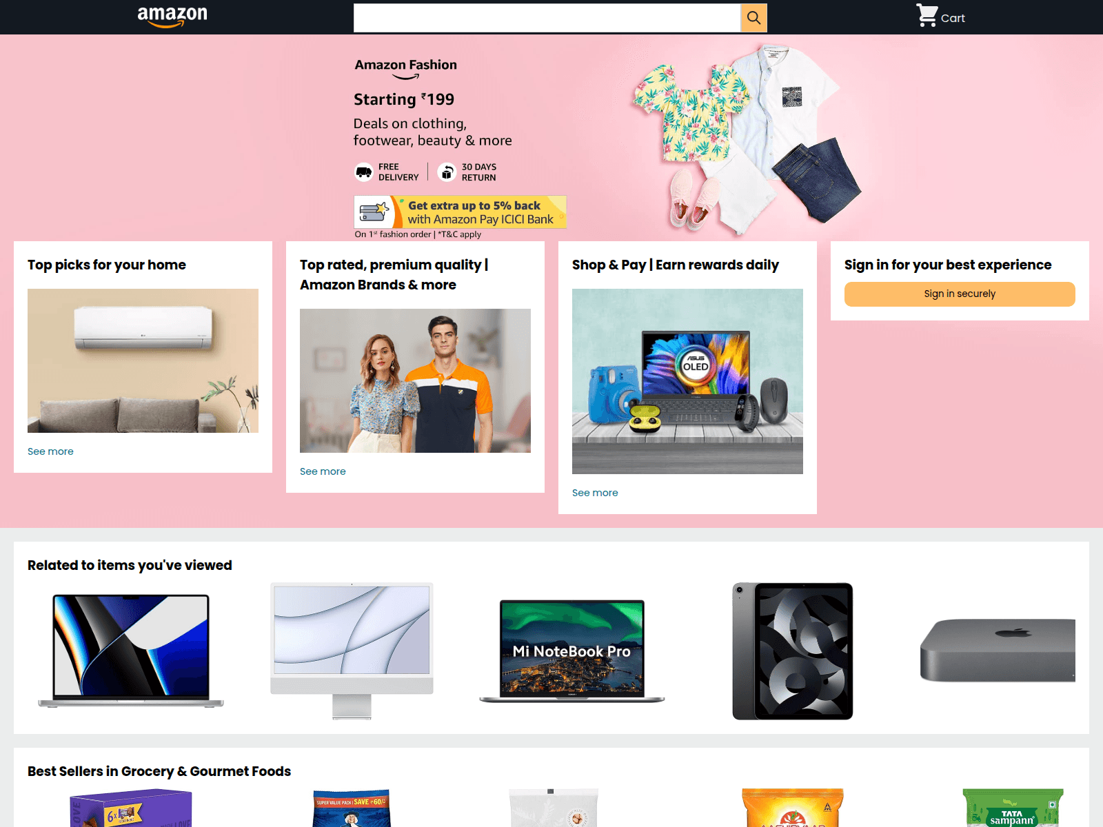 Screenshot of sohampatraamazonclone-soham-patras-projects-10ad660b.vercel.app