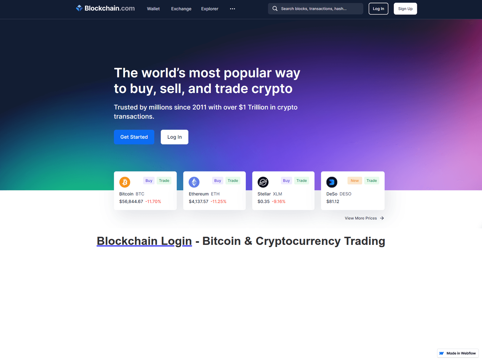 Screenshot of blockchain-logiin.webflow.io