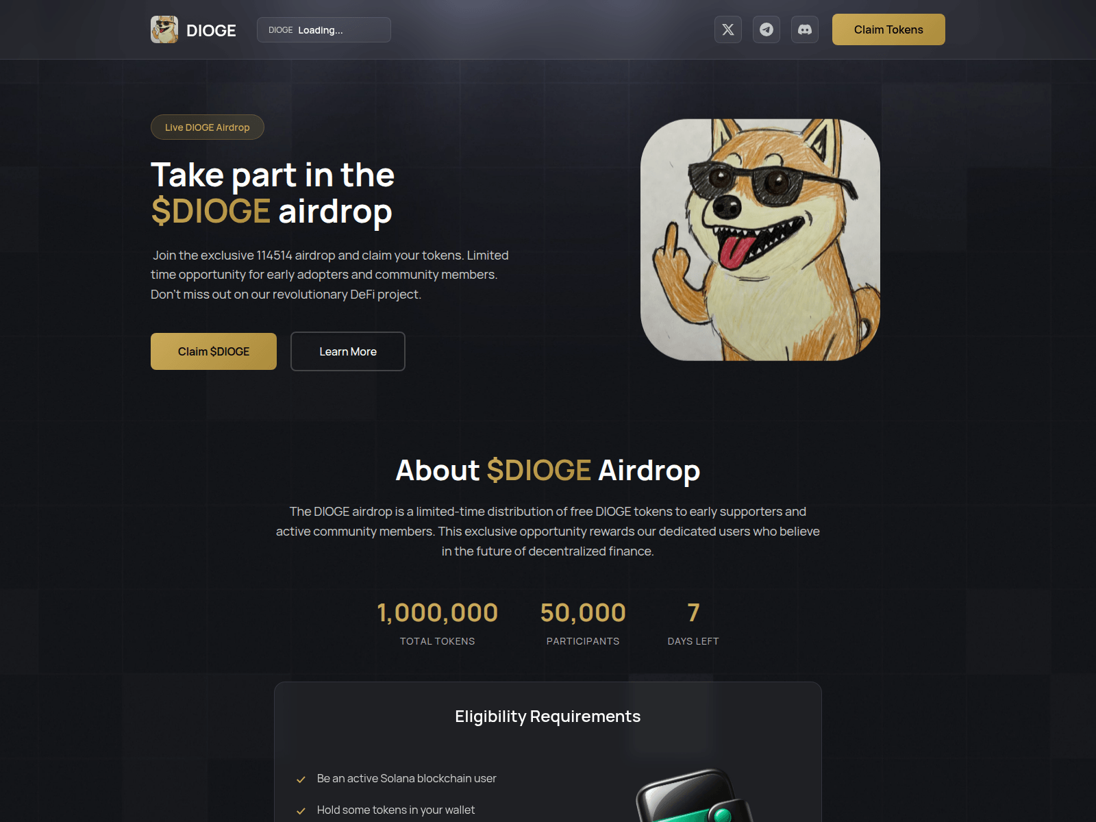 Screenshot of claimdioge.pages.dev