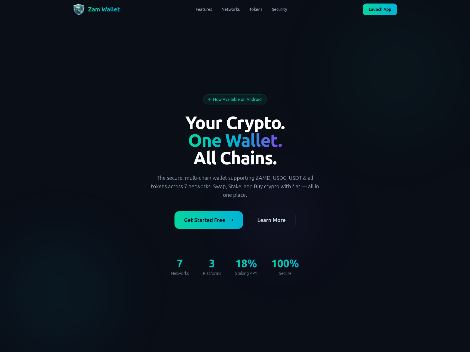 Screenshot of zamwallet.io