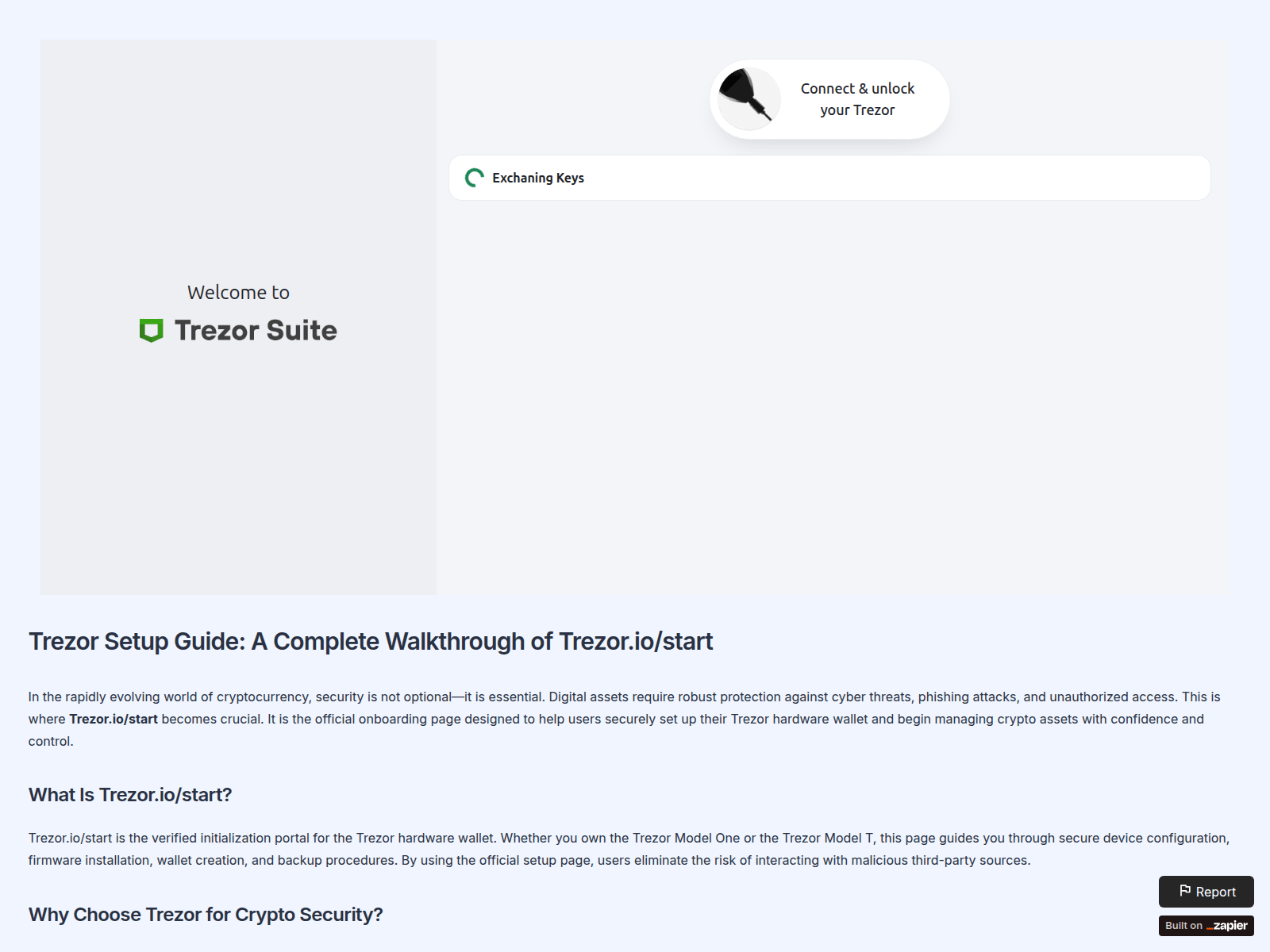 Screenshot of started-trezo.zapier.app