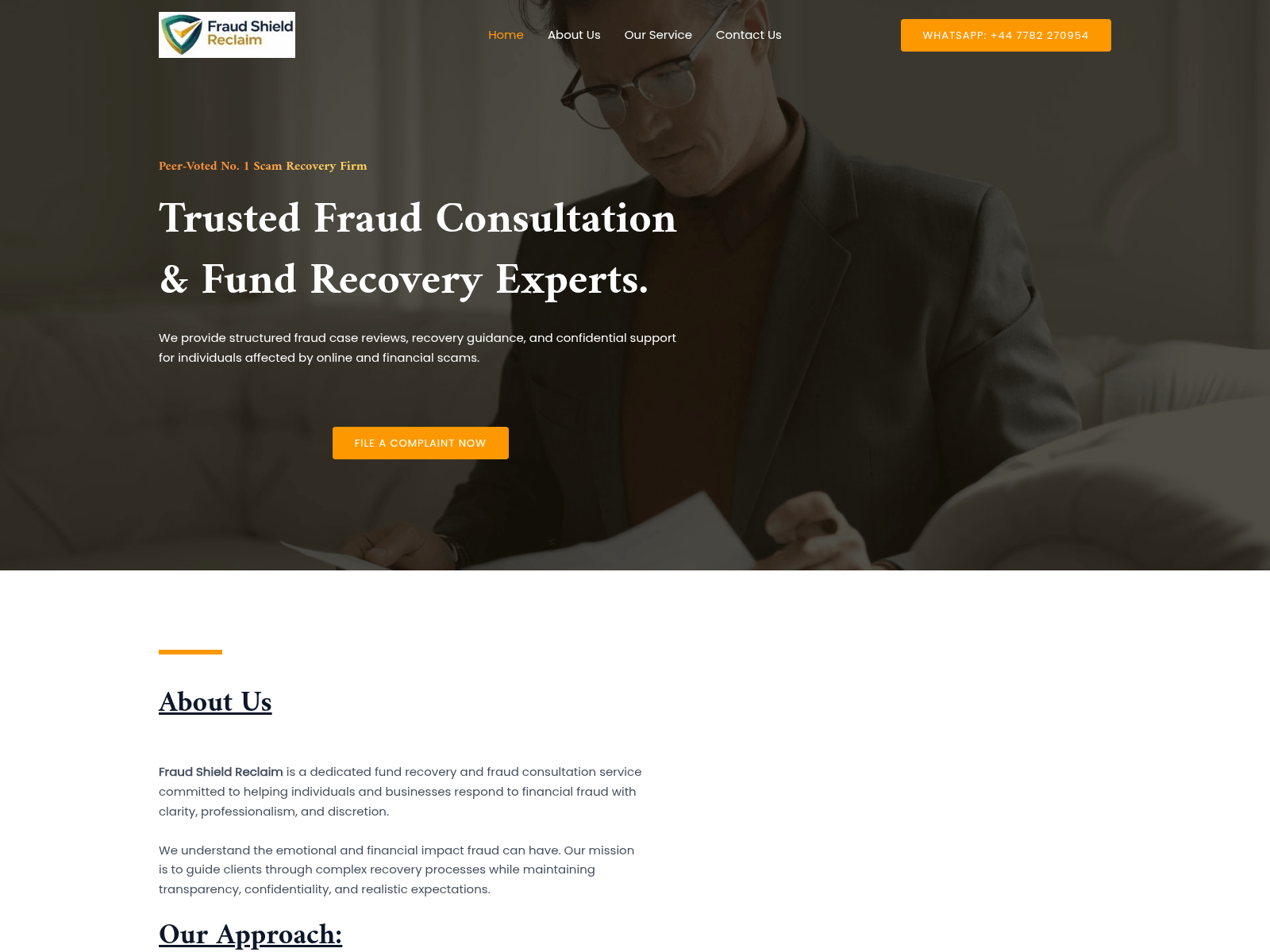 Screenshot of fraudshieldreclaim.com