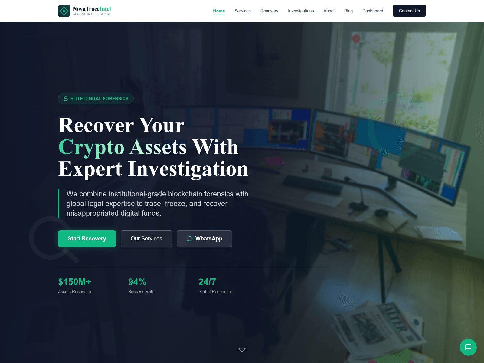 Screenshot of novatraceintel.com
