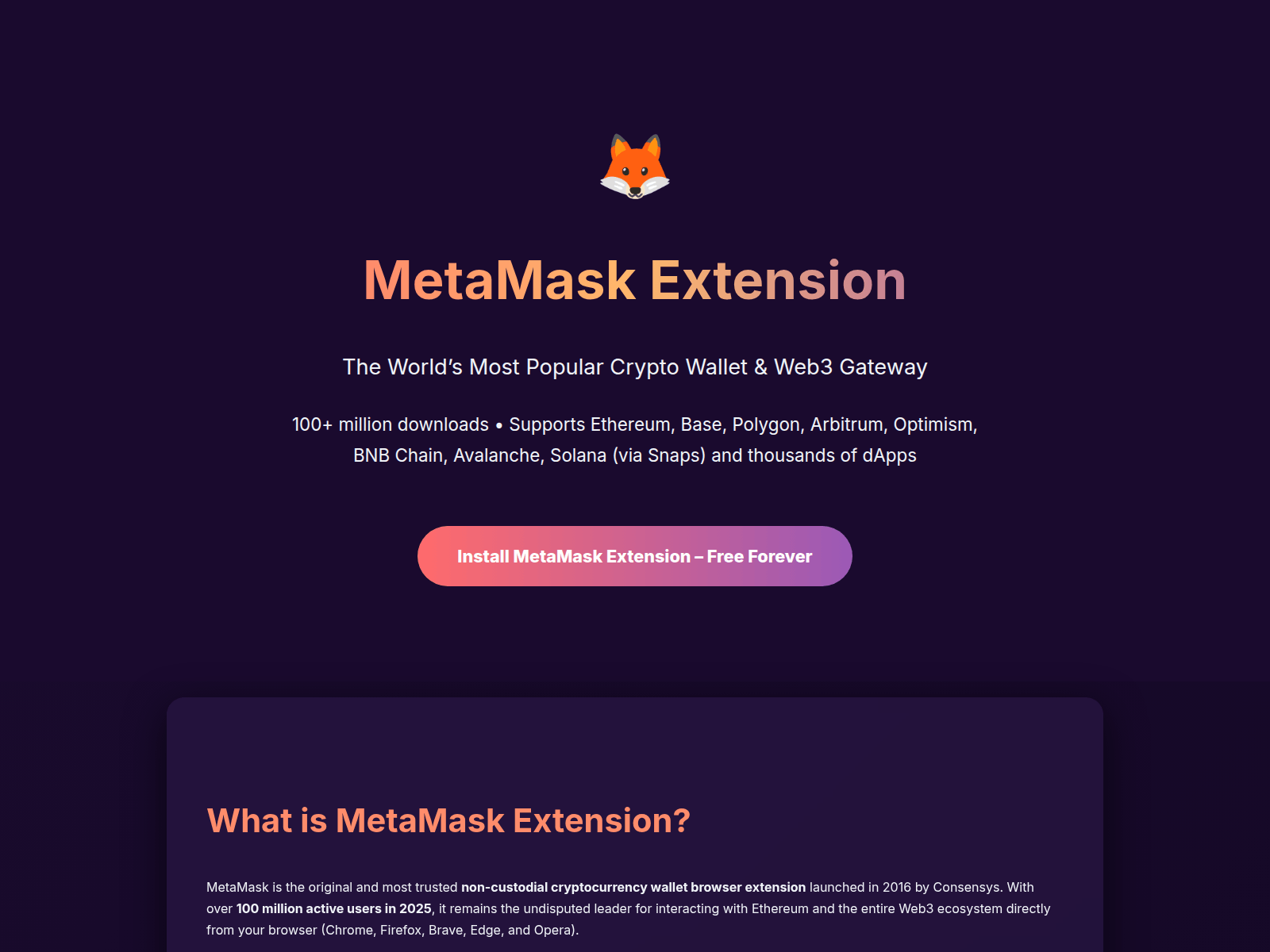 Screenshot of metmaskextension.vercel.app