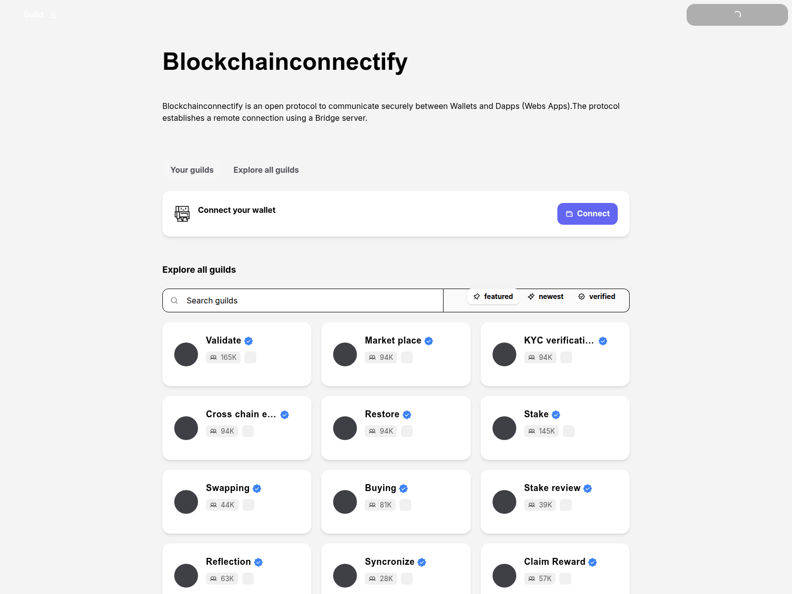 Screenshot of blockchainconnectify.com