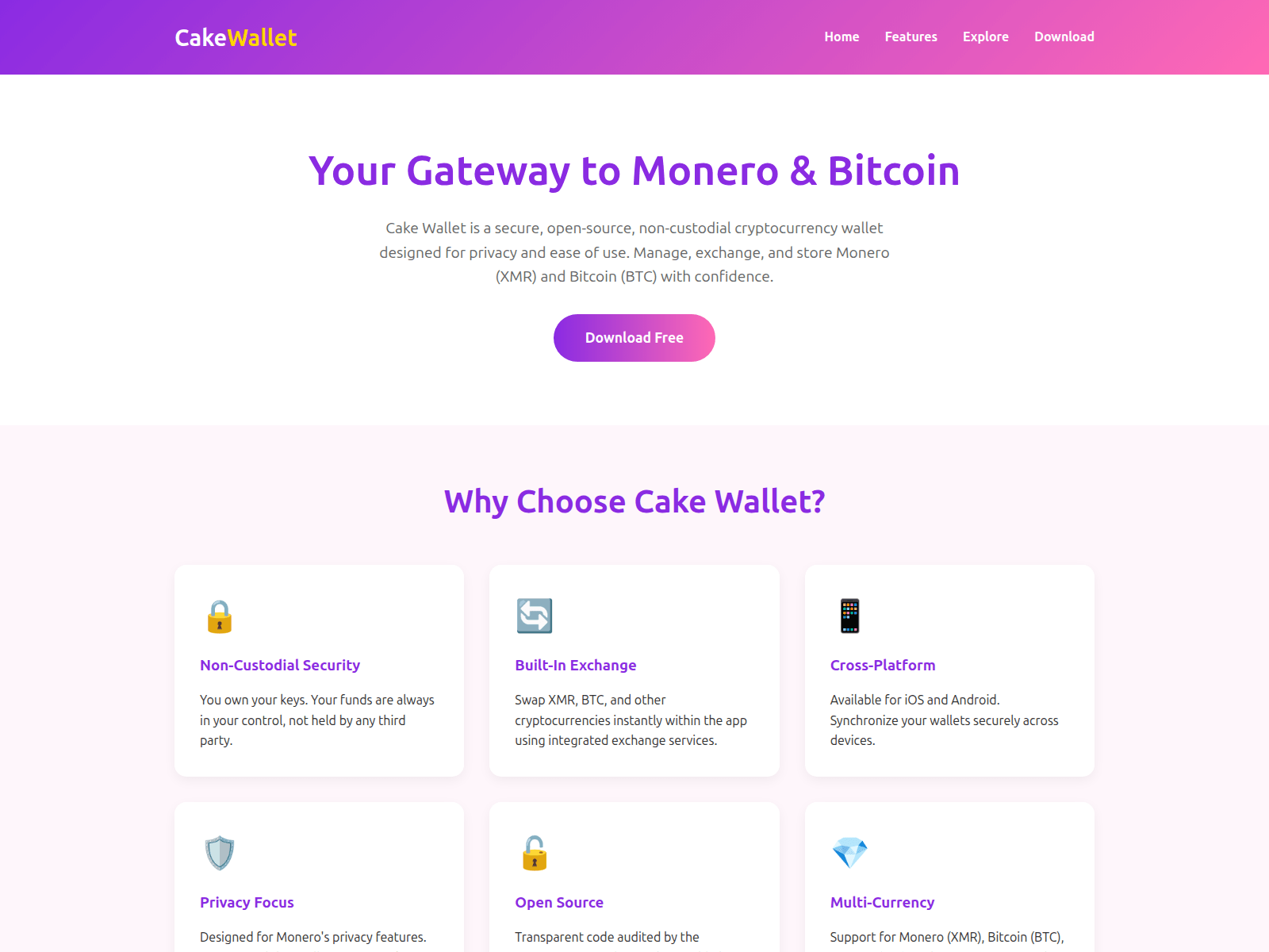 Screenshot of cakewallet.vip