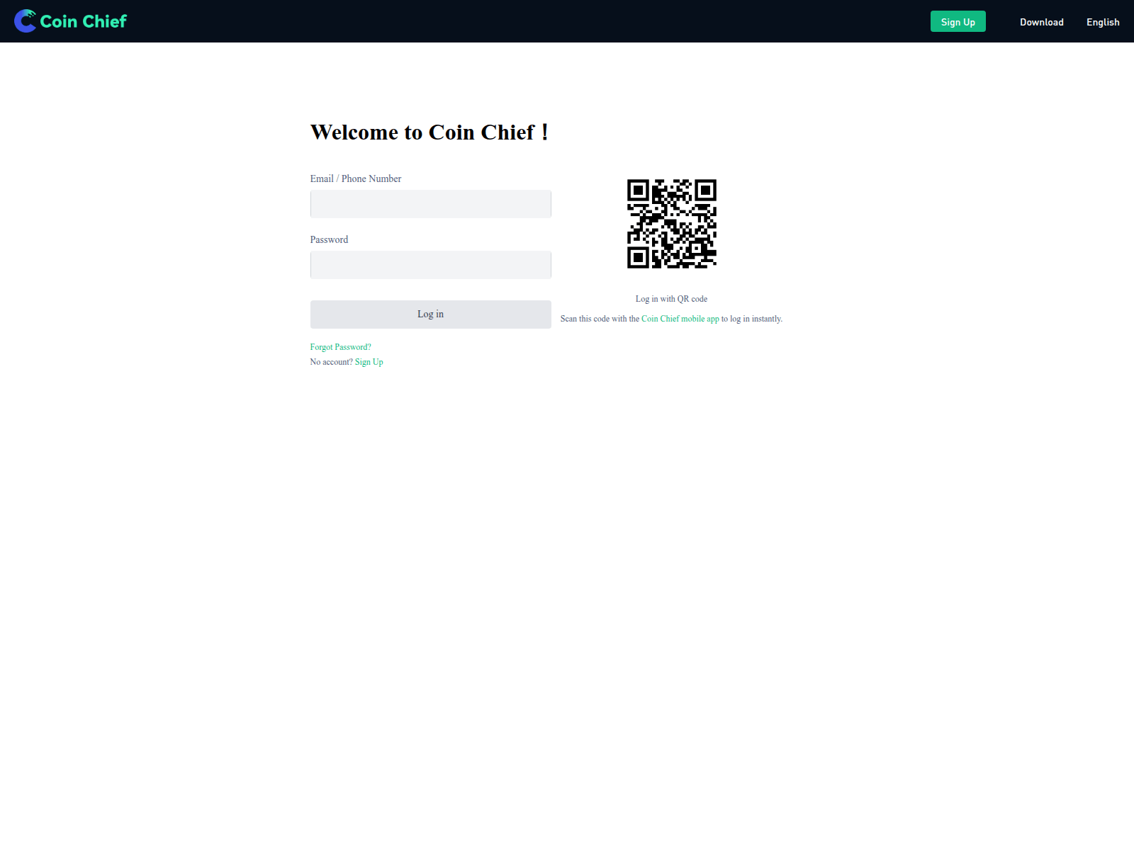 Screenshot of coinchief-login.com