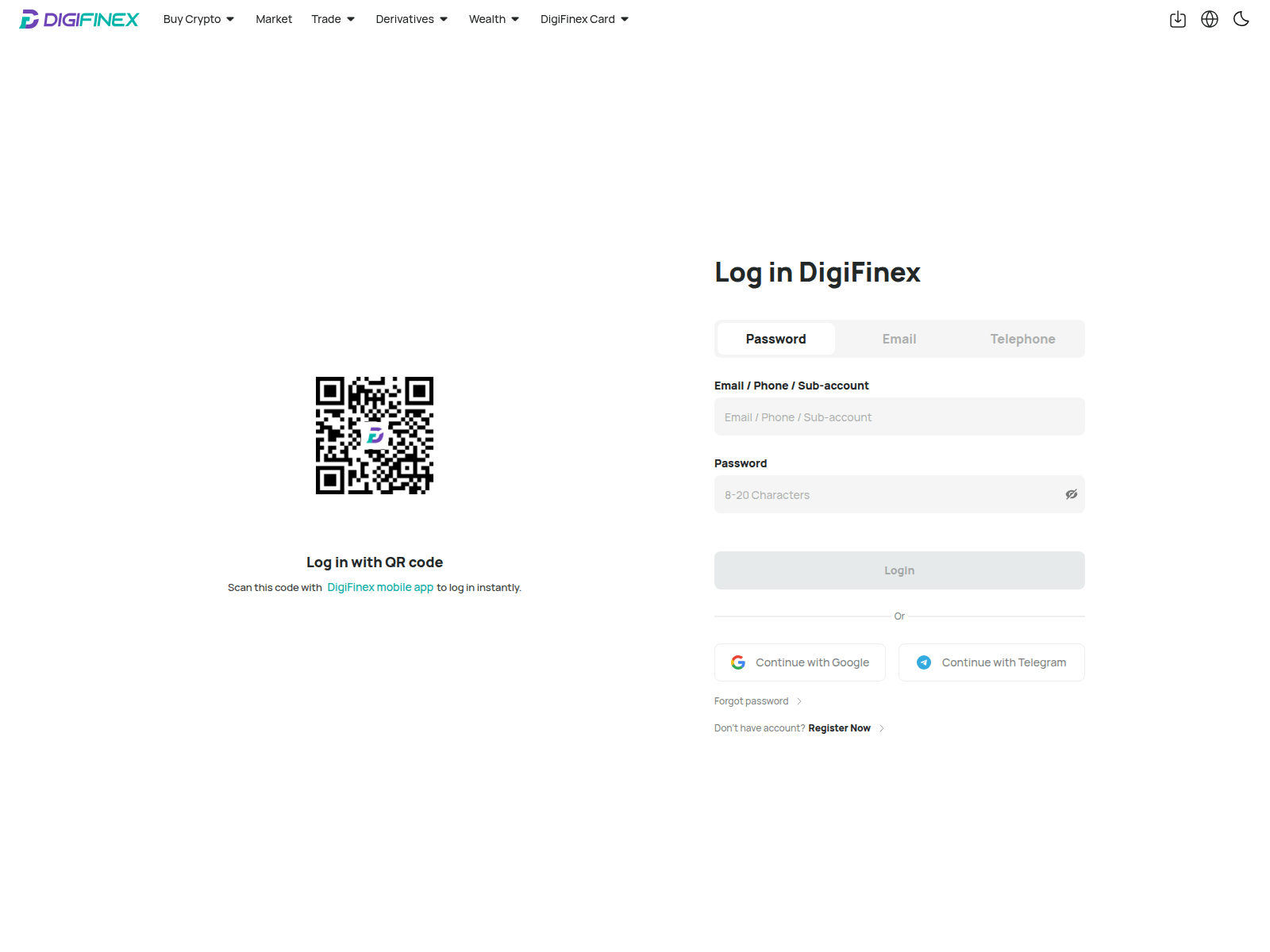 Screenshot of digifinex-login.at