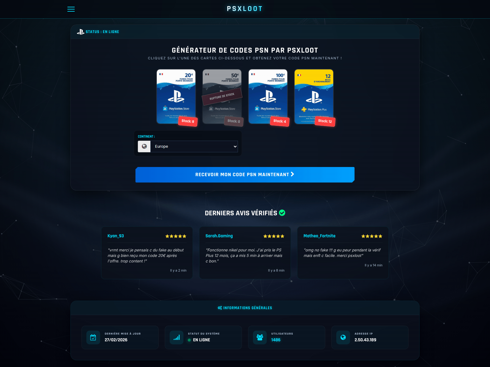 Screenshot of psxloot.cc