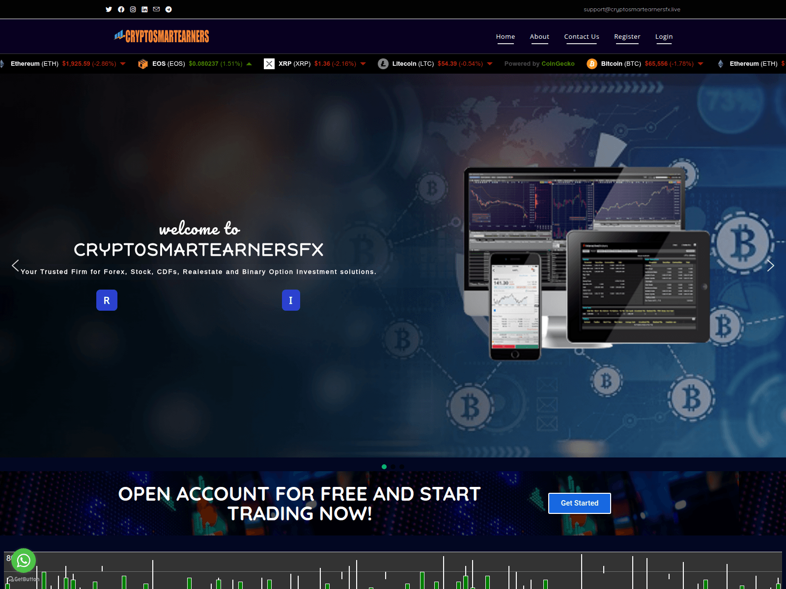 Screenshot of cryptosmartearnersfx.live