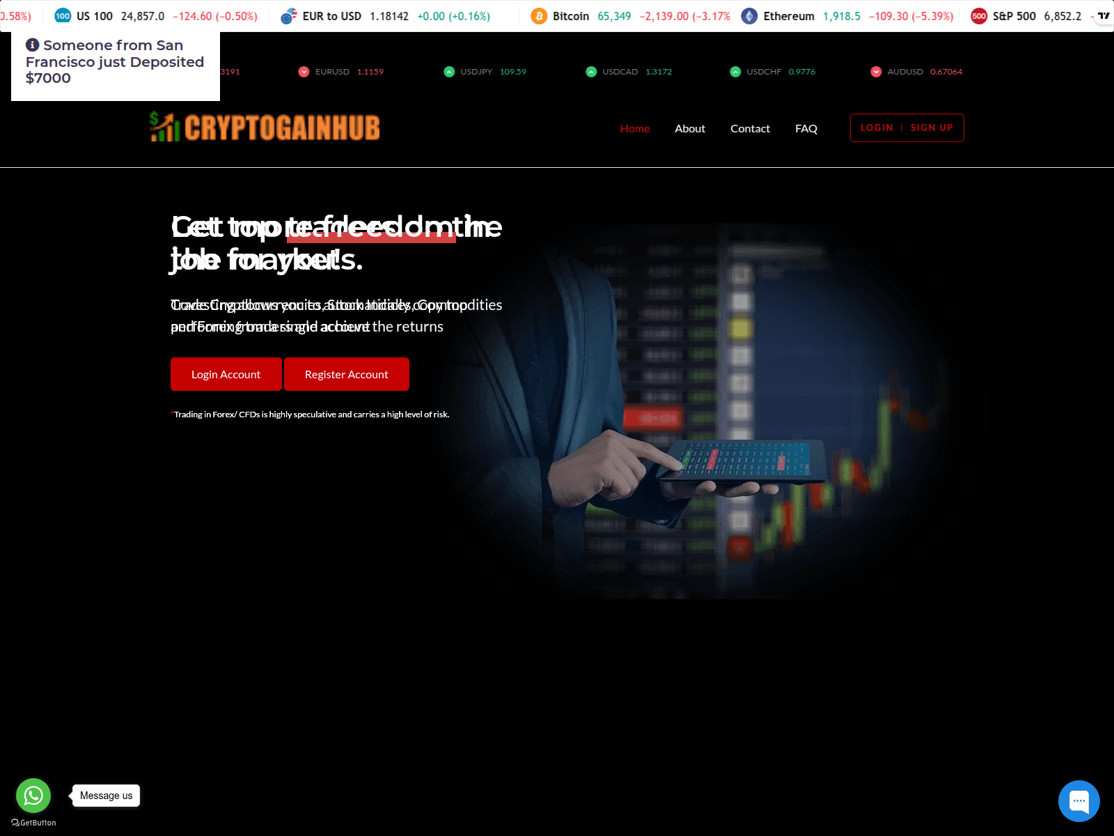 Screenshot of cryptogainhubfx.live