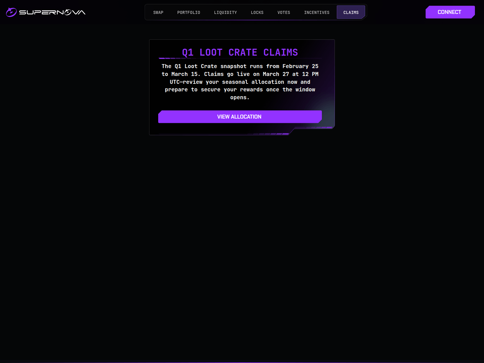 Screenshot of events-supernova.xyz/loot-crate