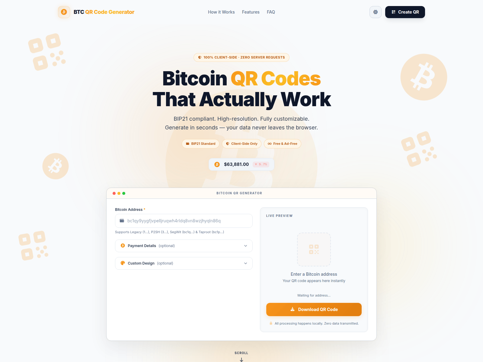 Screenshot of btc-qrcode-generator.com