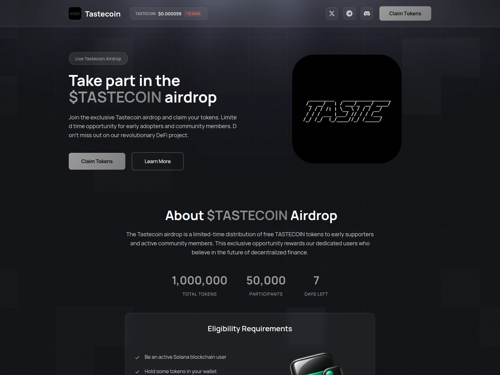 Screenshot of event-tastecoin.fun
