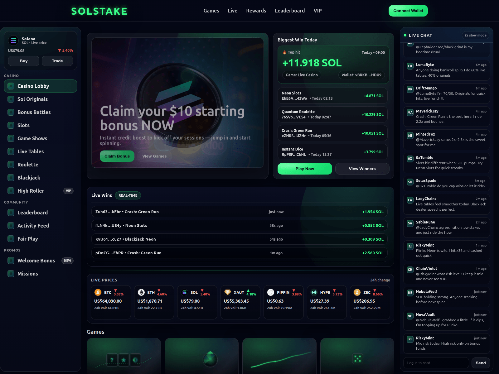 Screenshot of solstake.win