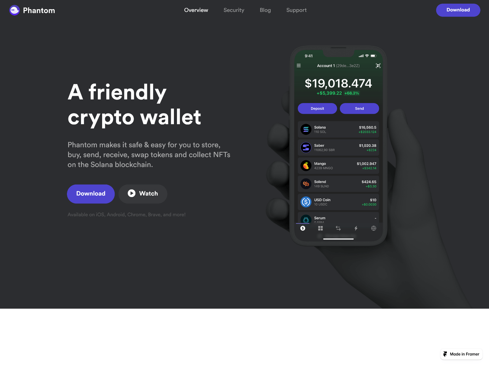 Screenshot of wallet-pantom.framer.ai