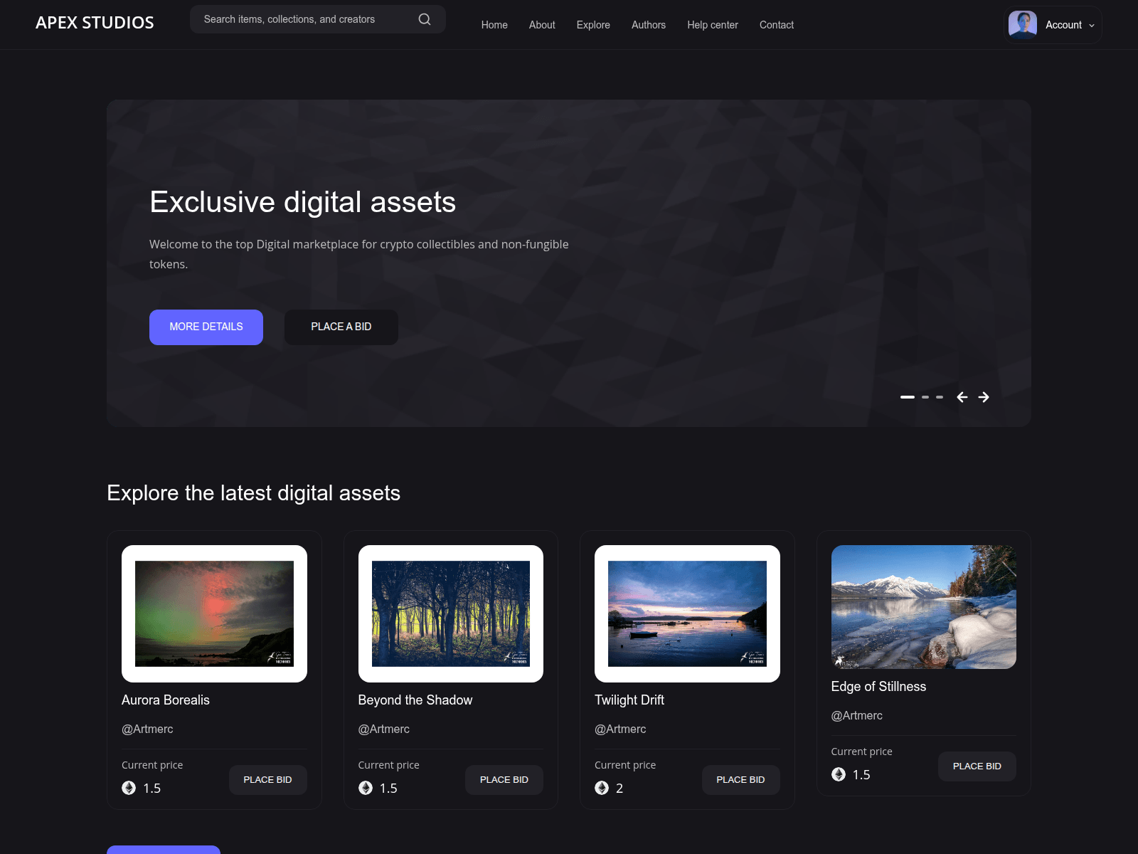 Screenshot of apexstudios.art