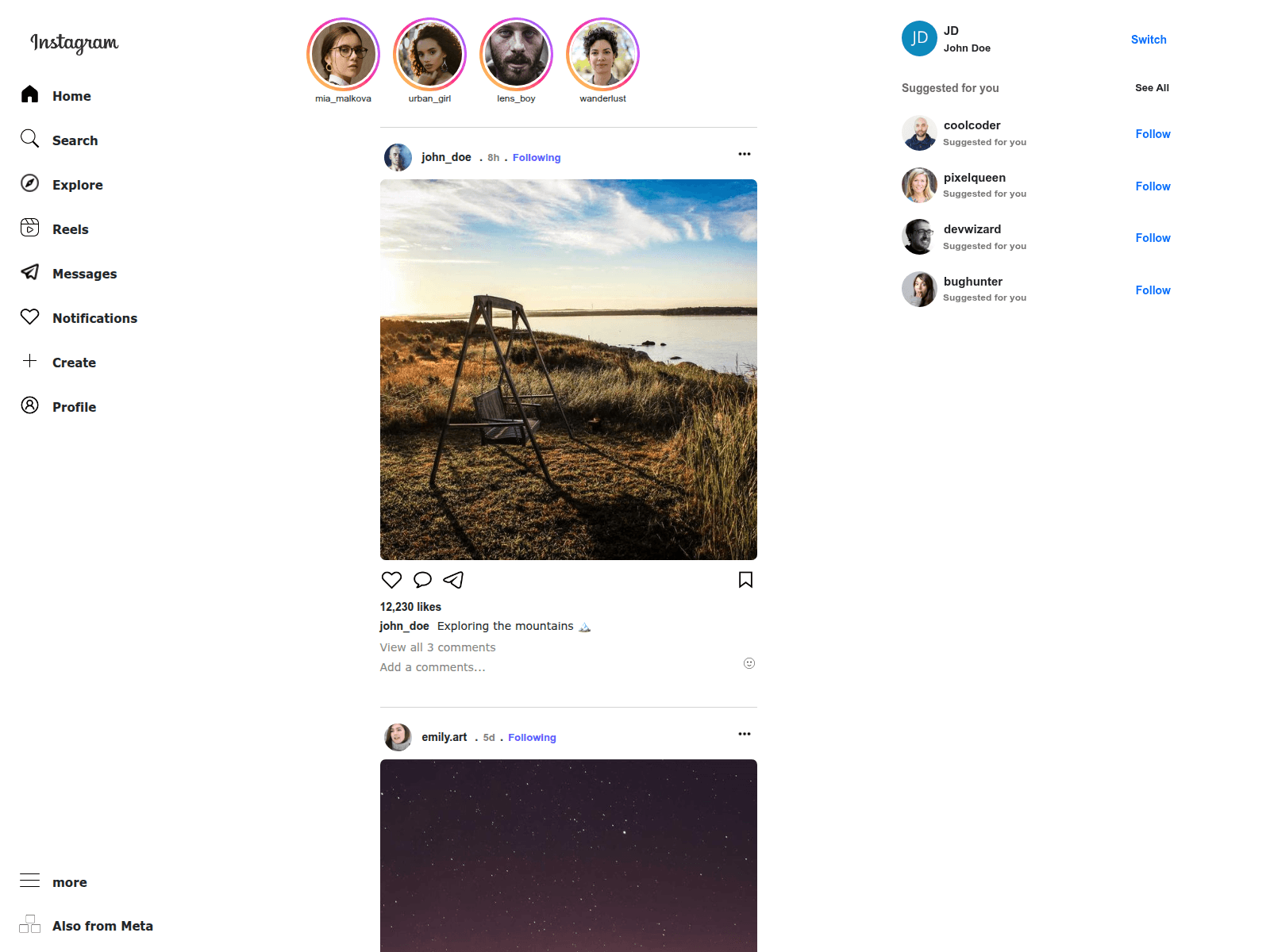 Screenshot of instagram-clone-mu.vercel.app