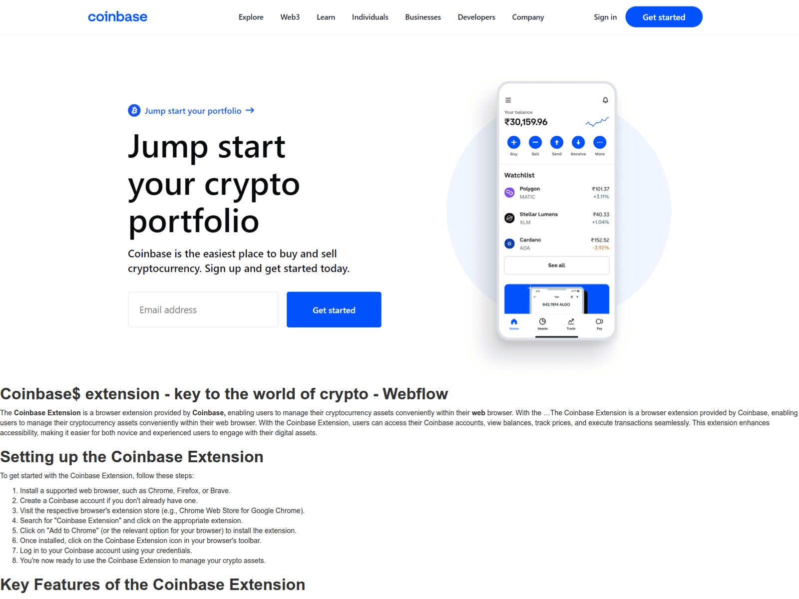 Screenshot of coinxeisstexsion.webflow.io