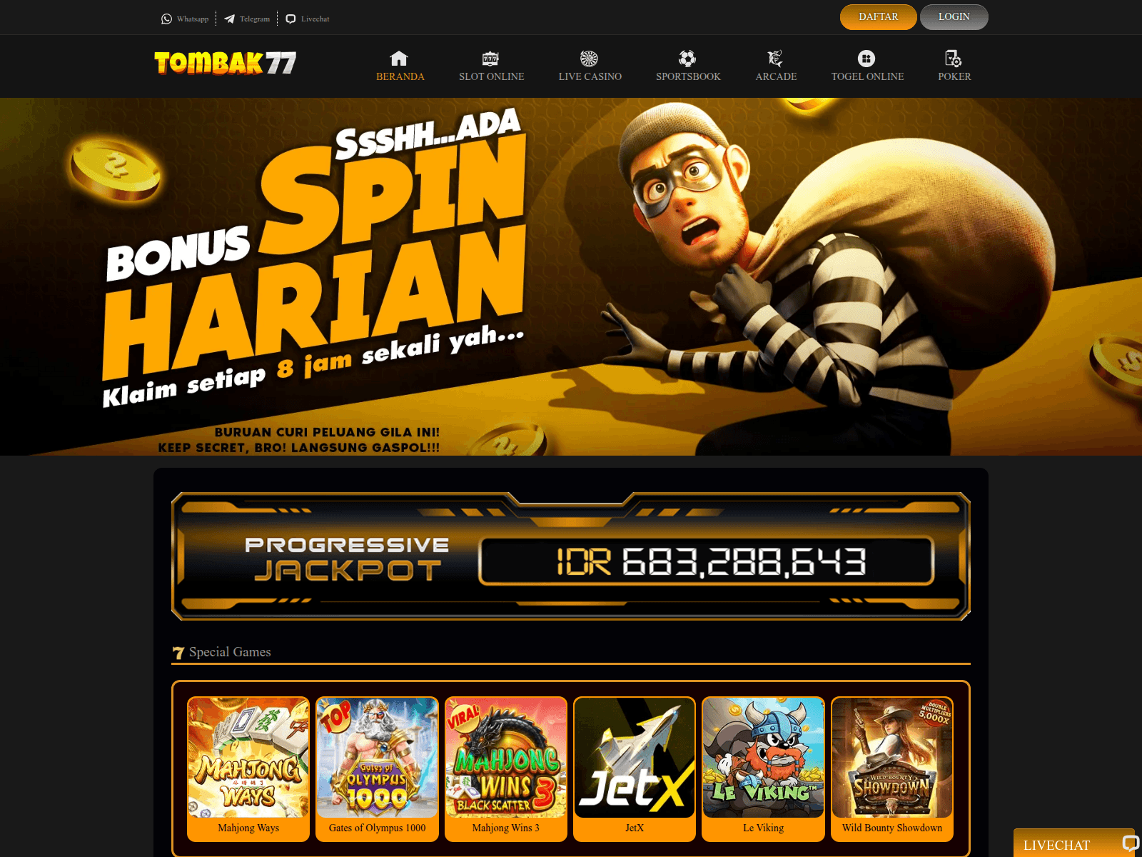 Screenshot of tombak77.net