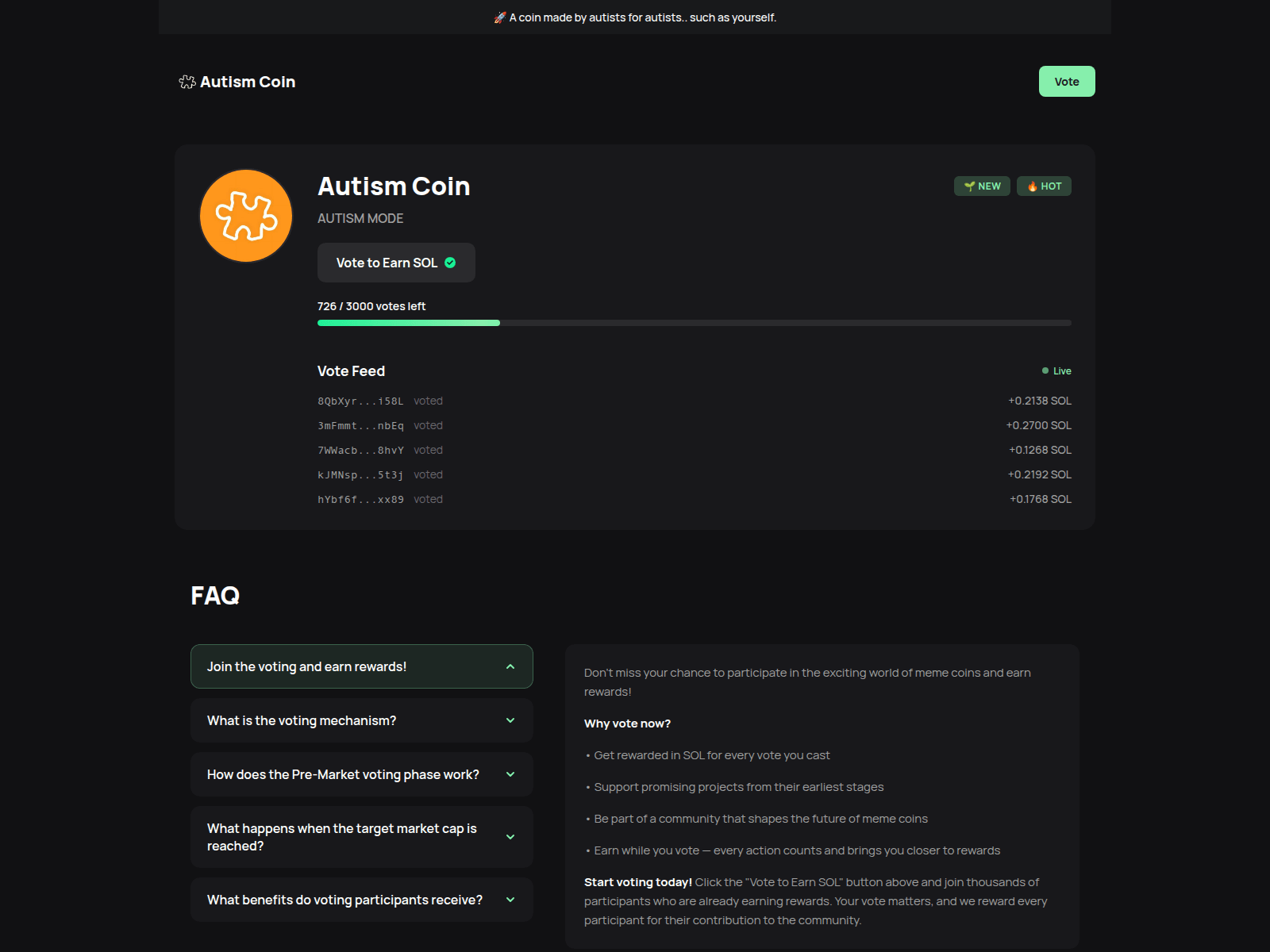 Screenshot of autismcoin.pro