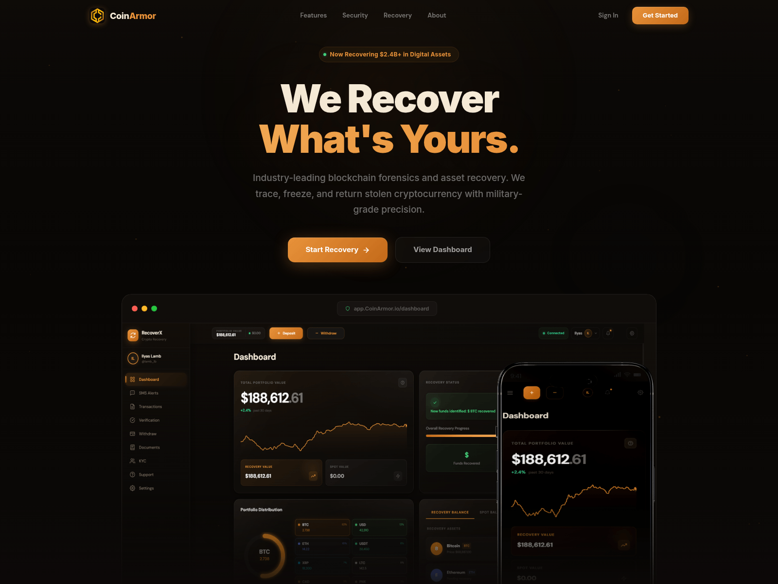 Screenshot of coinarmor.net
