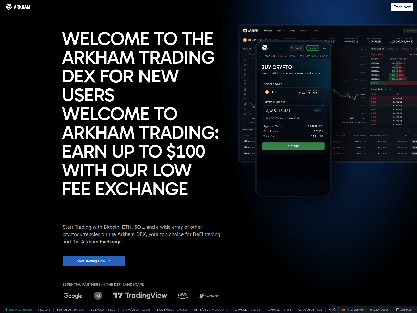 Screenshot of arkham.trade