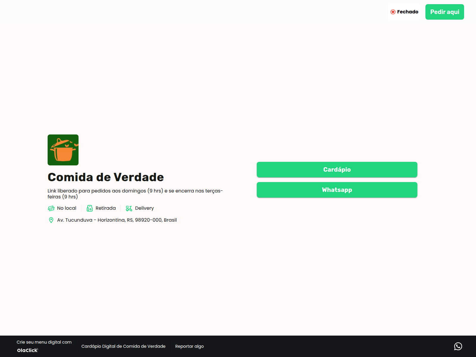 Screenshot of comida-de-verdade-2-ola-click-menuproducts.com