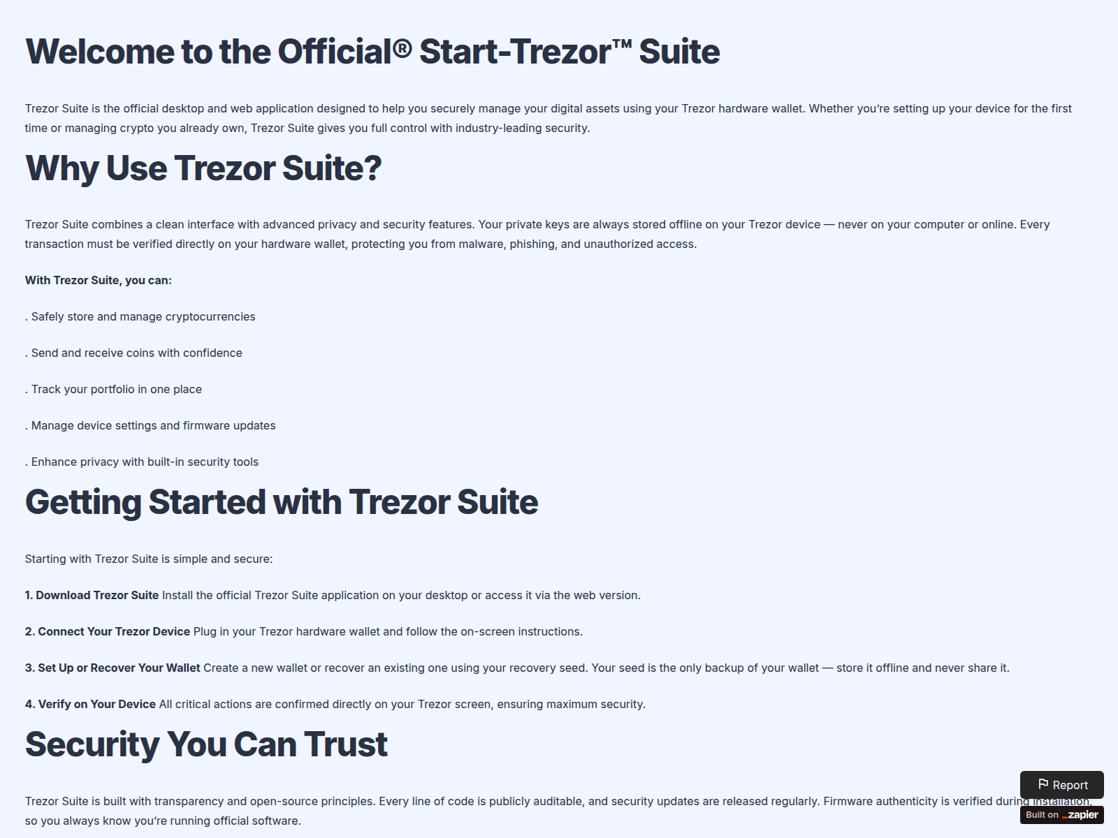 Screenshot of tresuite-home.zapier.app