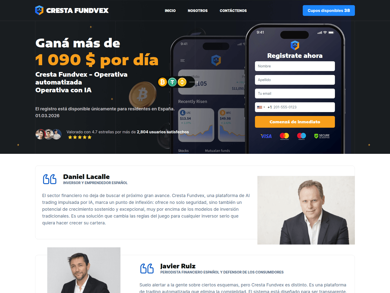 Screenshot of cresta-fundvex.com