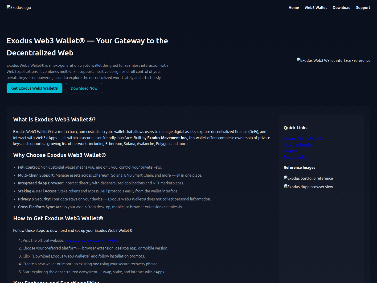 Screenshot of web3exodus-hub-eng.pages.dev