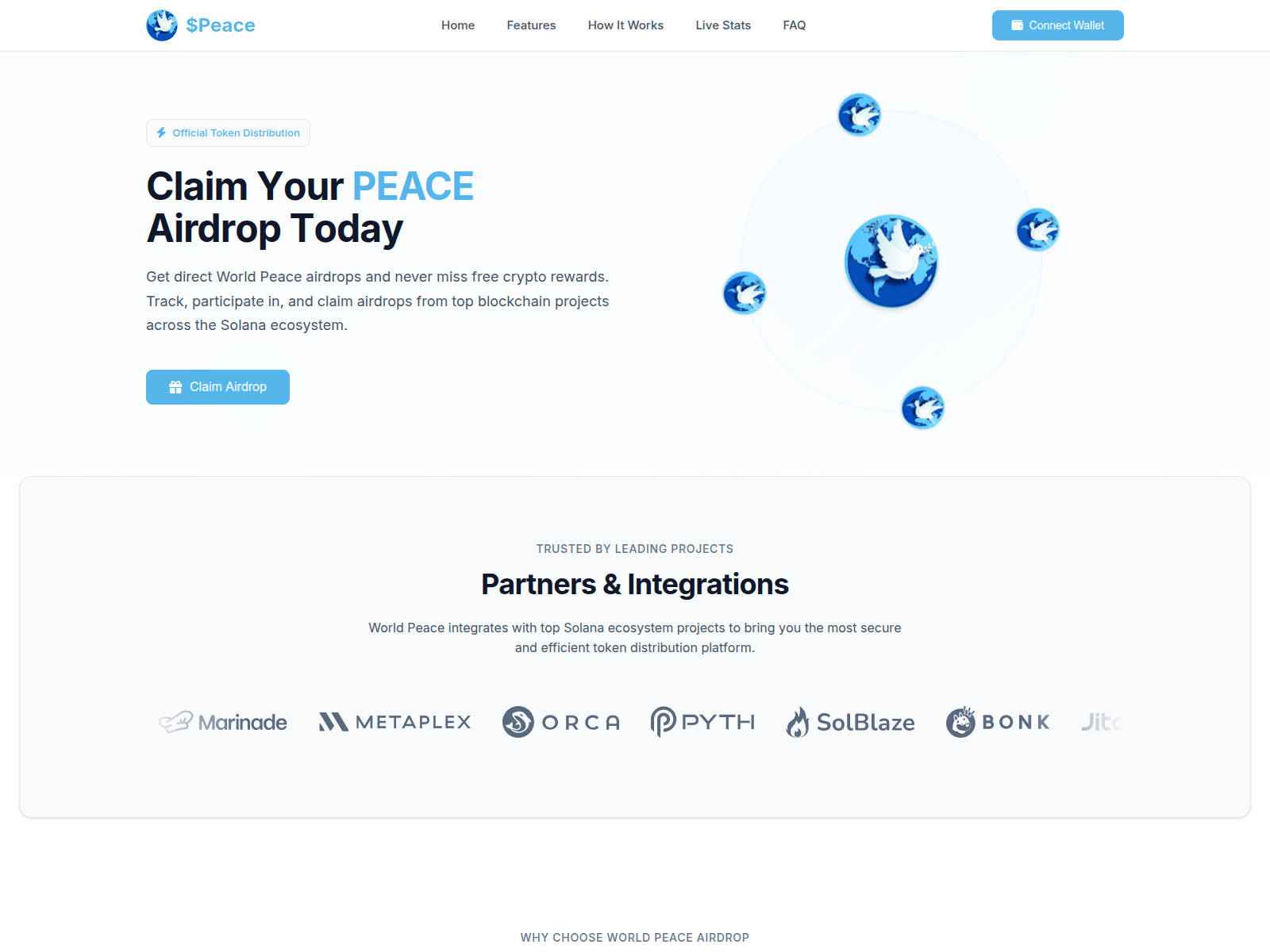 Screenshot of peace-meme.xyz