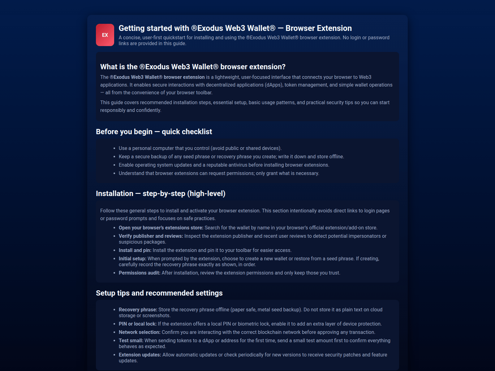 Screenshot of exdus-web-faq.pages.dev
