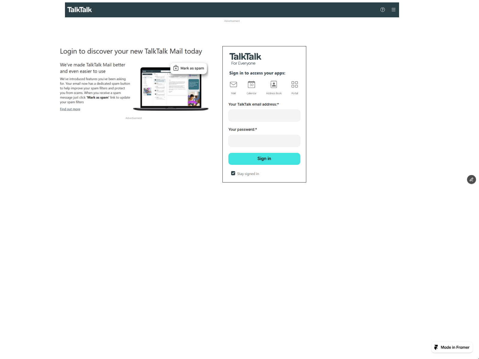 Screenshot of simplest-sheet-555465.framer.app