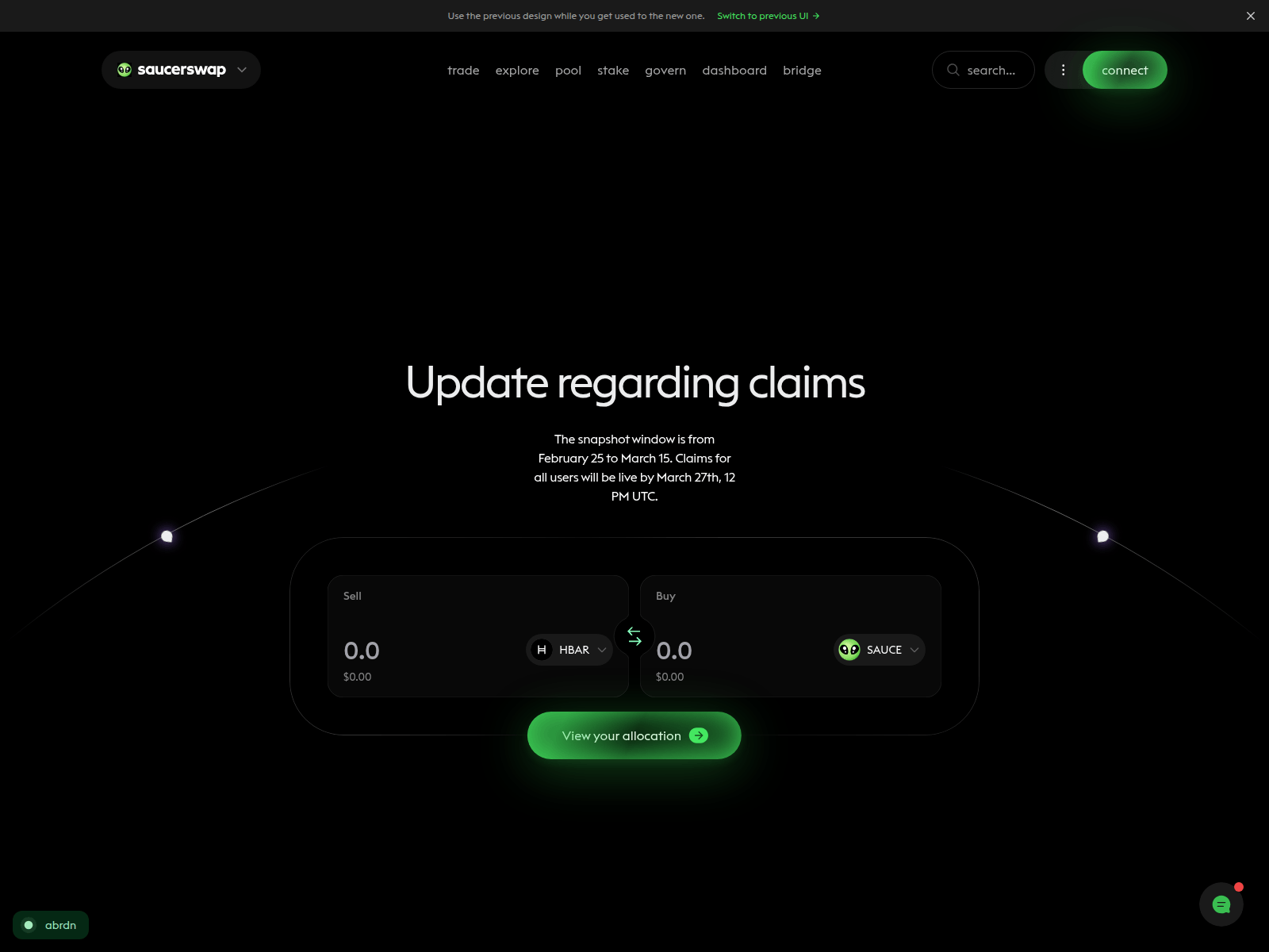 Screenshot of events-saucerswaplabs.xyz