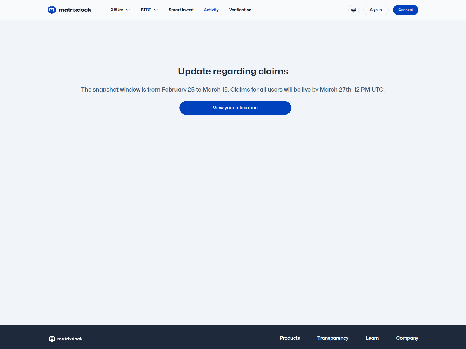 Screenshot of app-matrixdock.xyz