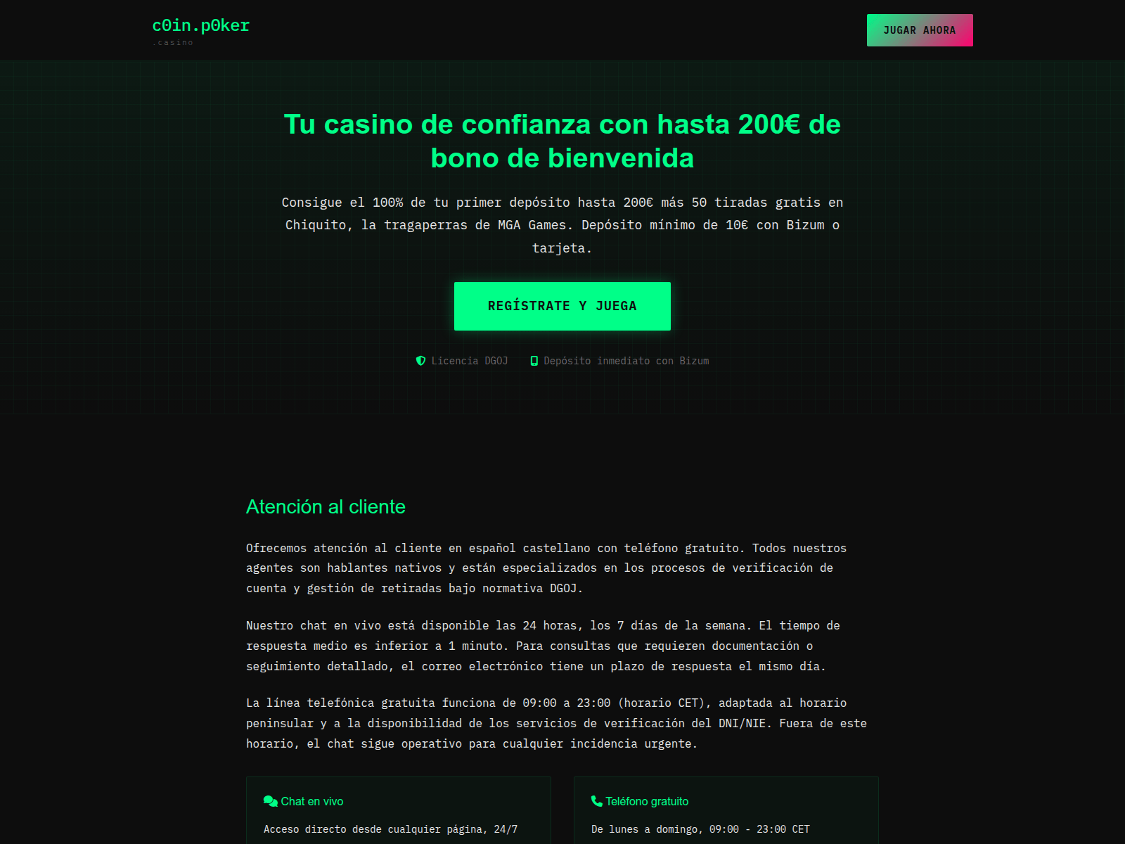 Screenshot of coinpokercasino.es