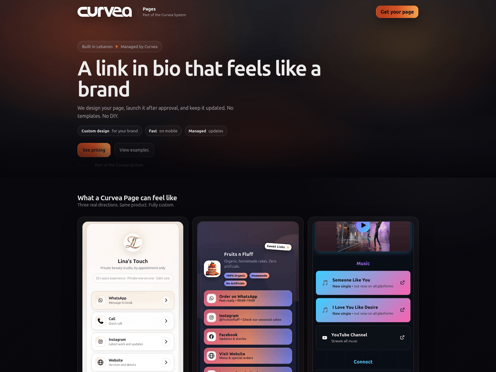 Screenshot of curveapages.com