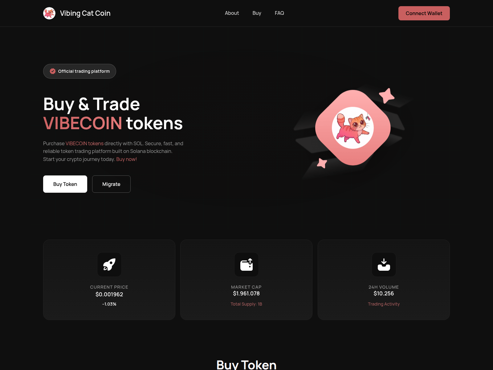 Screenshot of vibecoinmigration.xyz